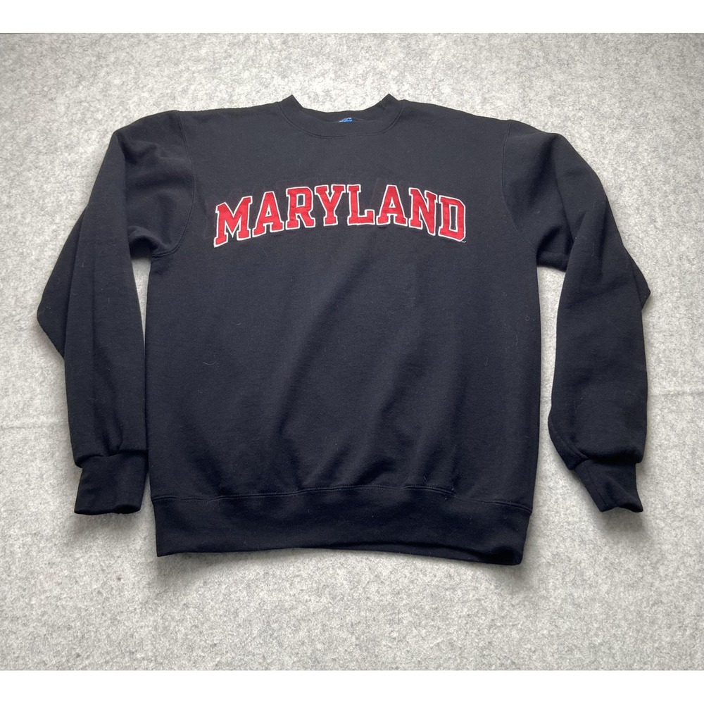 Maryland Terrapins Sweatshirt Mens Small Black NCAA College Fleece Champion